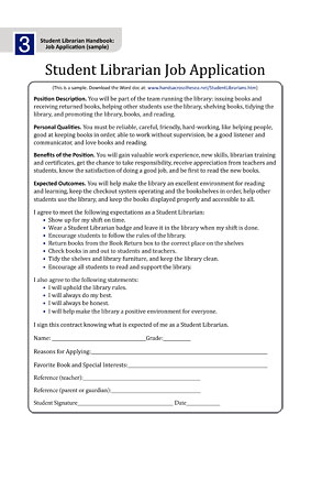Student Librarian Job Application